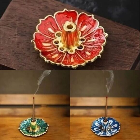 Incense Bundle of 3 Shimmering Holders Red, Blue & Green (VERY SMALL) - Picture 4 of 14